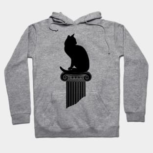 Black Cat Silhouette with Roman Column Hoodie